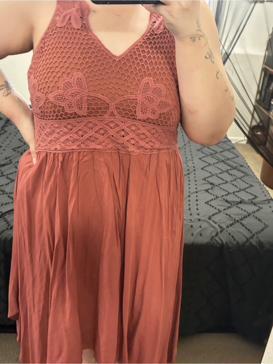 Maurices Dresses & Skirts - Maurices Terracotta Crochet Bodice Midi Dress